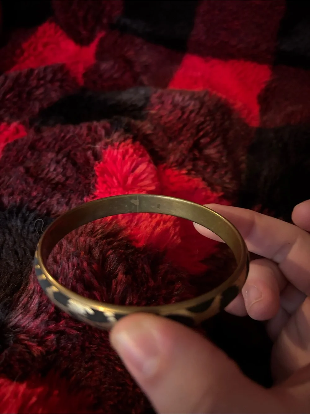 Black and Gold Painted Wood Bangle Bracelet